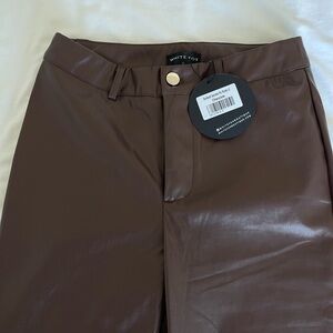 White Fox Boutique Brown Faux Leather Pants